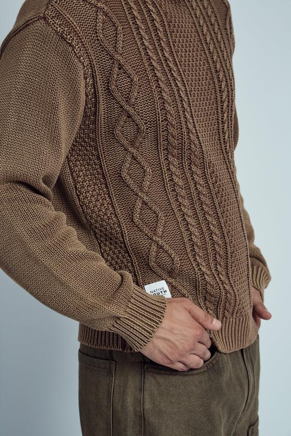 Native Youth CHAVEZ ACID WASHED CABLE KNIT JUMPER