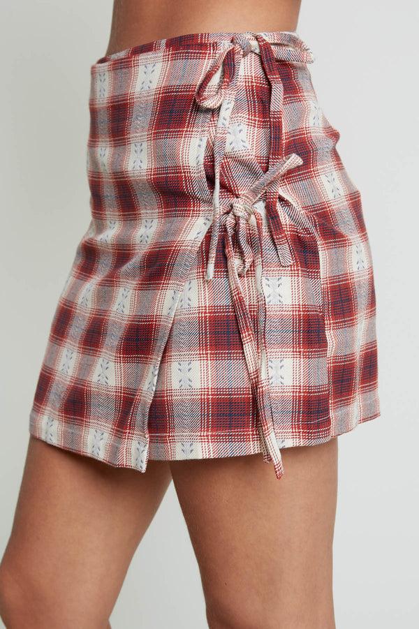 Native Youth CHETI JACQUARD CHECK WRAP MINI SKIRT