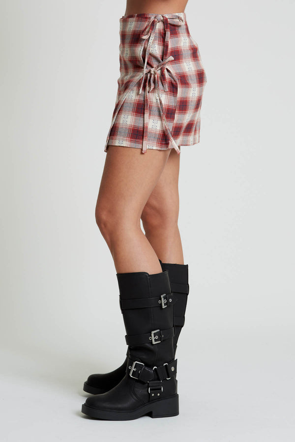 Native Youth CHETI JACQUARD CHECK WRAP MINI SKIRT
