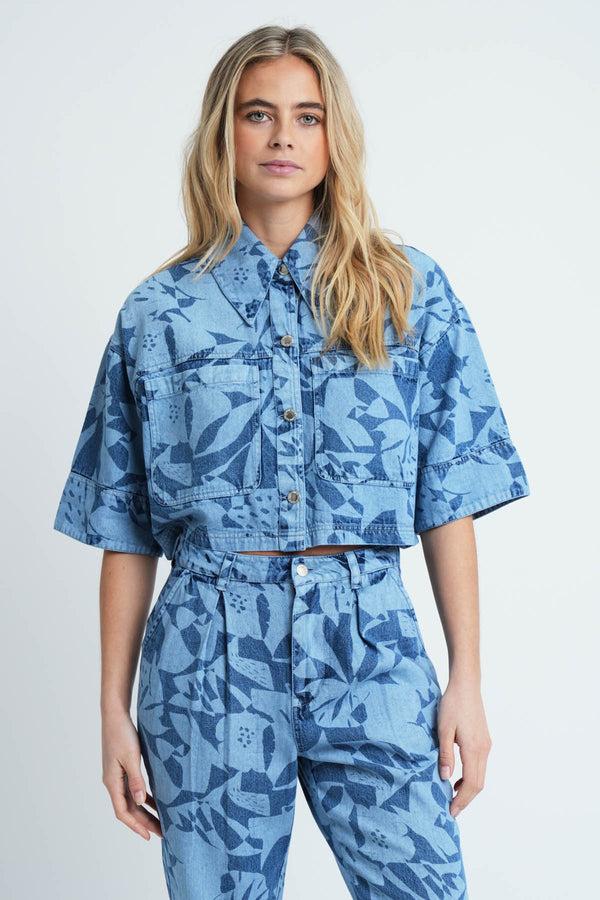 native youth COUPAGE LASER PRINT DENIM JACKET