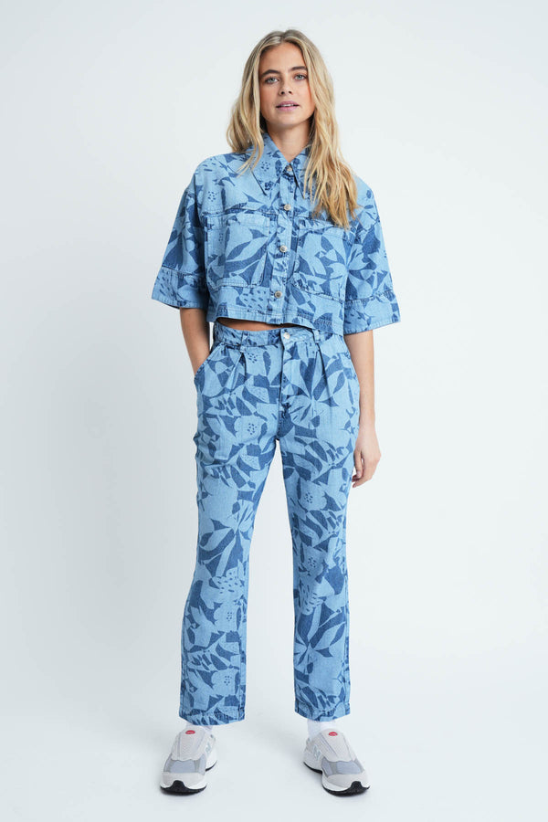 Native Youth COUPAGE LASER PRINT DENIM TROUSER