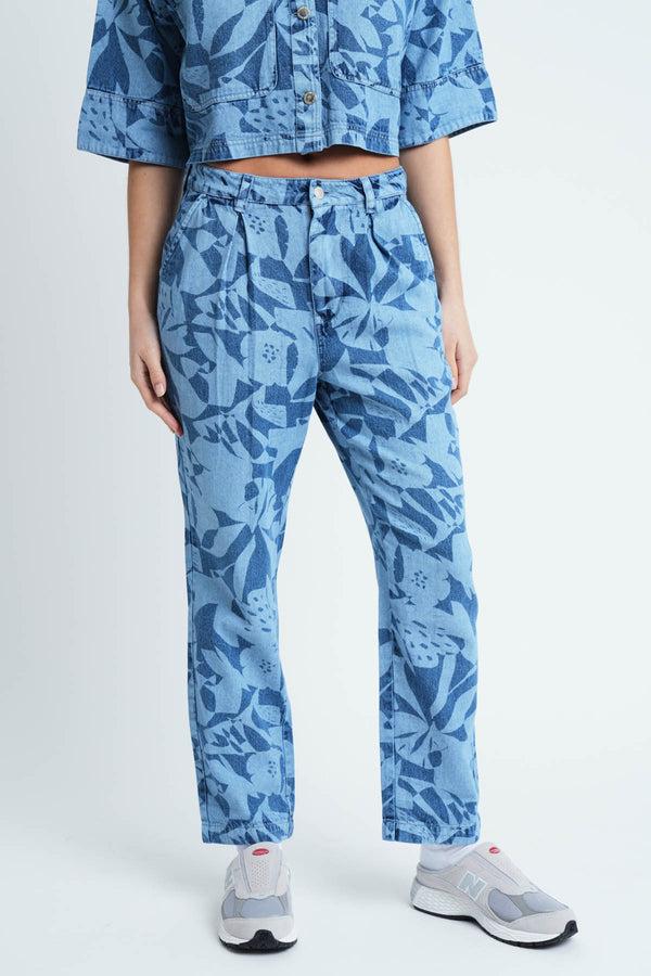 Native Youth COUPAGE LASER PRINT DENIM TROUSER