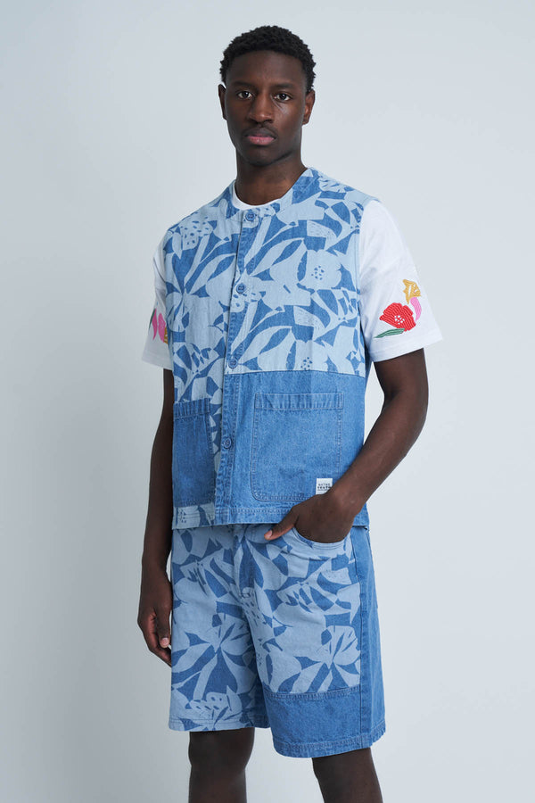 Native Youth COUPAGE LASER PRINTED DENIM GILET