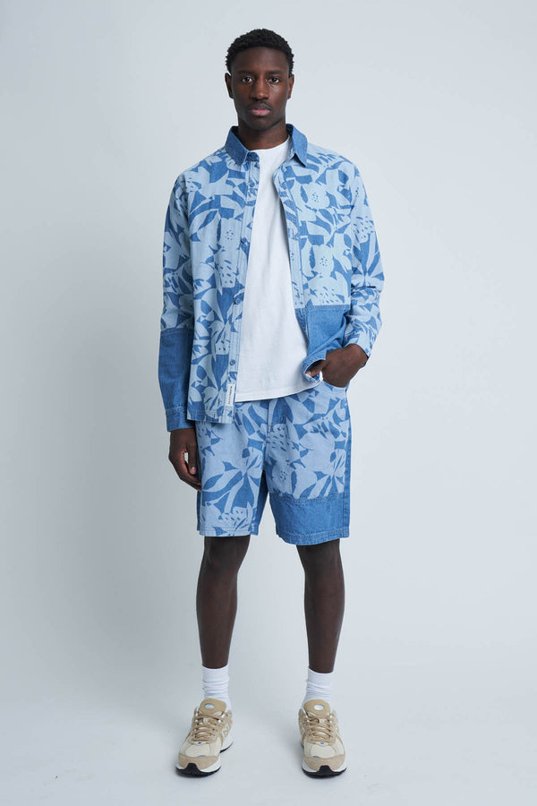 Native Youth COUPAGE LASER PRINTED DENIM SHORT