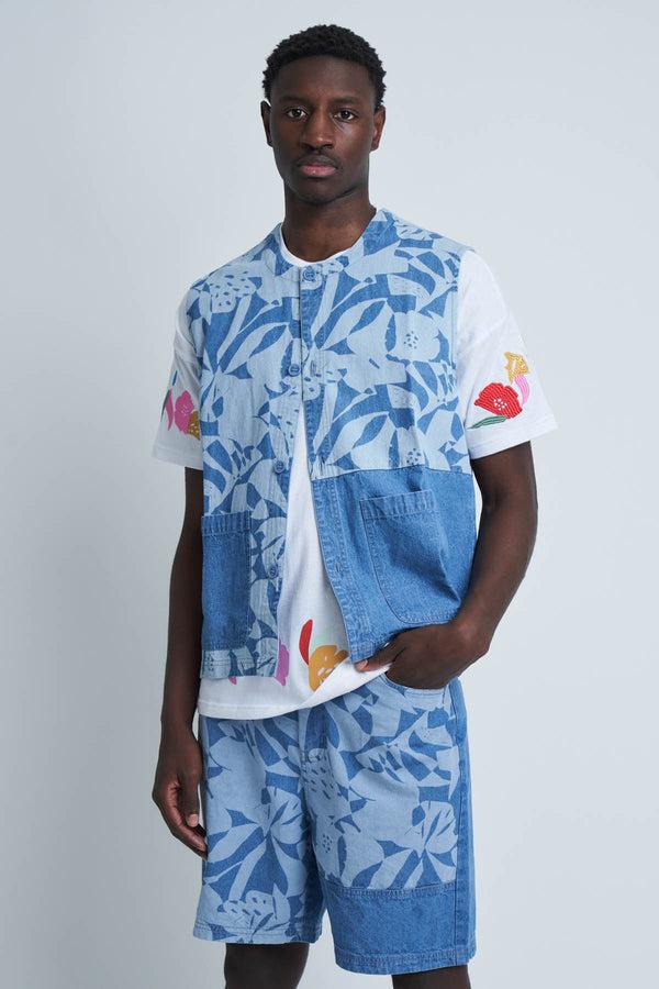 Native Youth COUPAGE LASER PRINTED DENIM SHORT