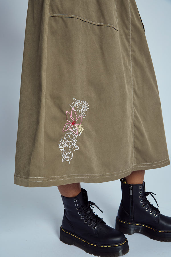 Native Youth EVELYN EMBROIDERED MIDI SKIRT