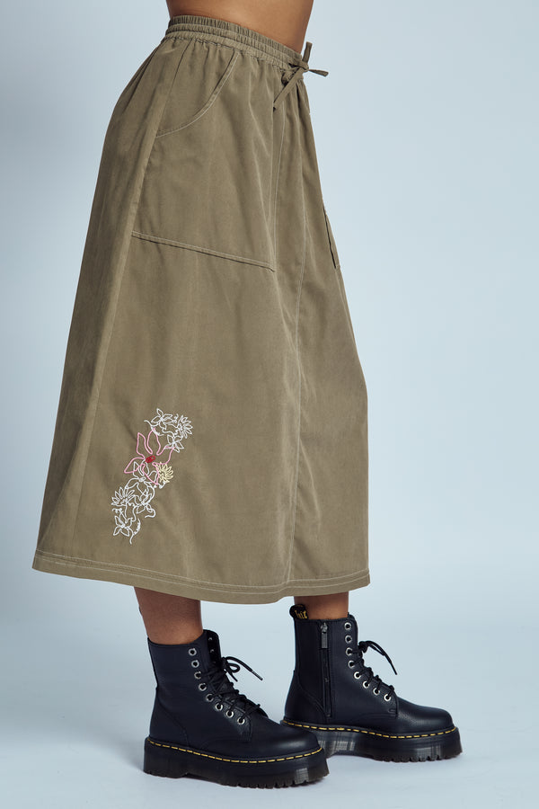 Native Youth EVELYN EMBROIDERED MIDI SKIRT