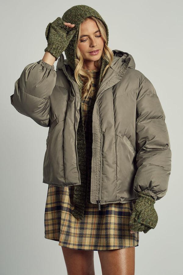 native youth FOLD DETAIL KITTED GLOVES IN GREEN