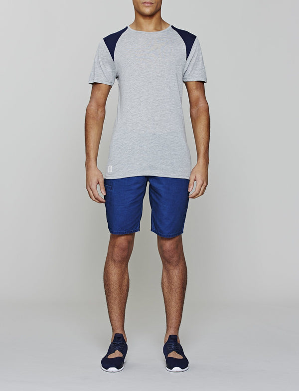 Native Youth Grey Shoulder Block Tee