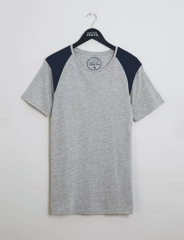 native youth Grey Shoulder Block Tee