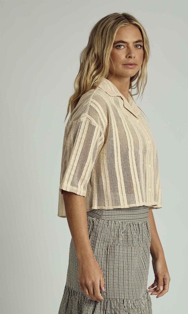 Native Youth HOLLAND CROCHET CROPPED SHIRT