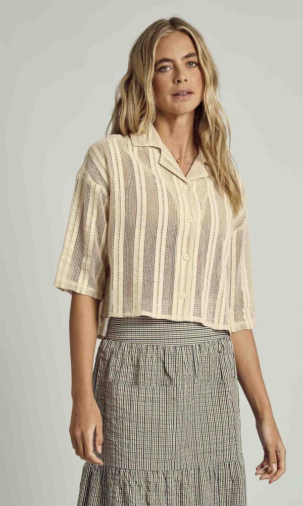 native youth HOLLAND CROCHET CROPPED SHIRT