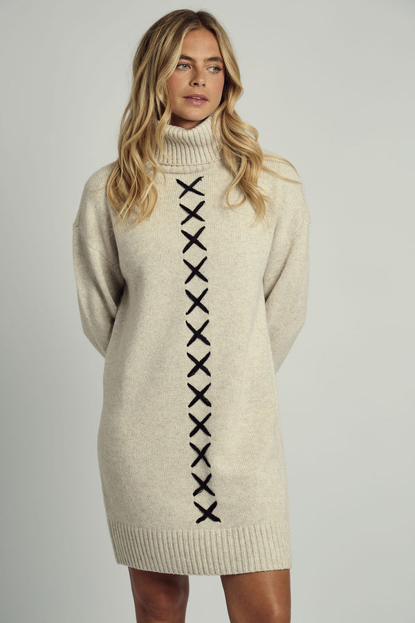 Native Youth INAYA CROSS STITCH KNITTED MINI DRESS