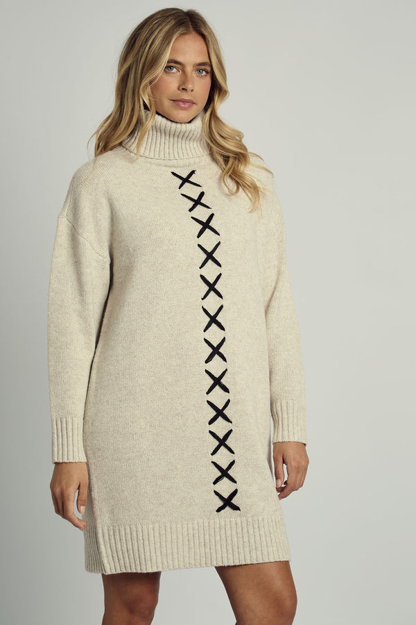 Native Youth INAYA CROSS STITCH KNITTED MINI DRESS