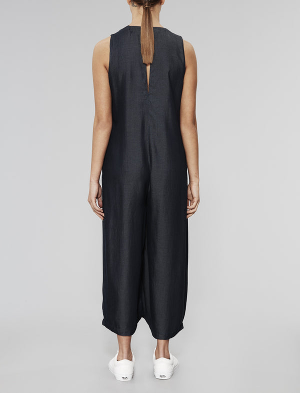 Native Youth Indigo Convex Button Down Jumpsuit