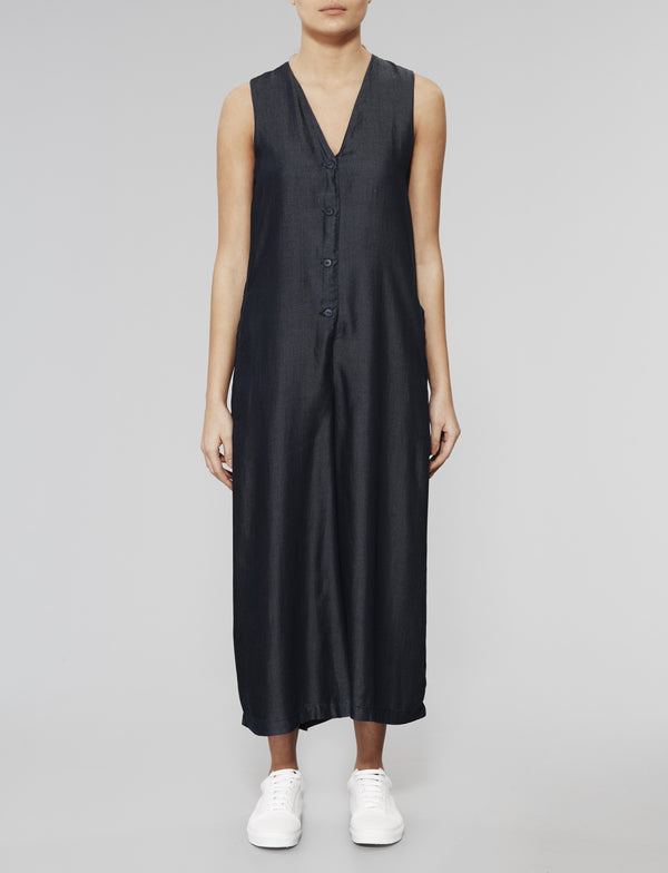 native youth Indigo Convex Button Down Jumpsuit