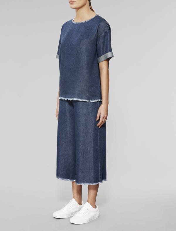 Native Youth Indigo Oversized Stream Tencel Tee