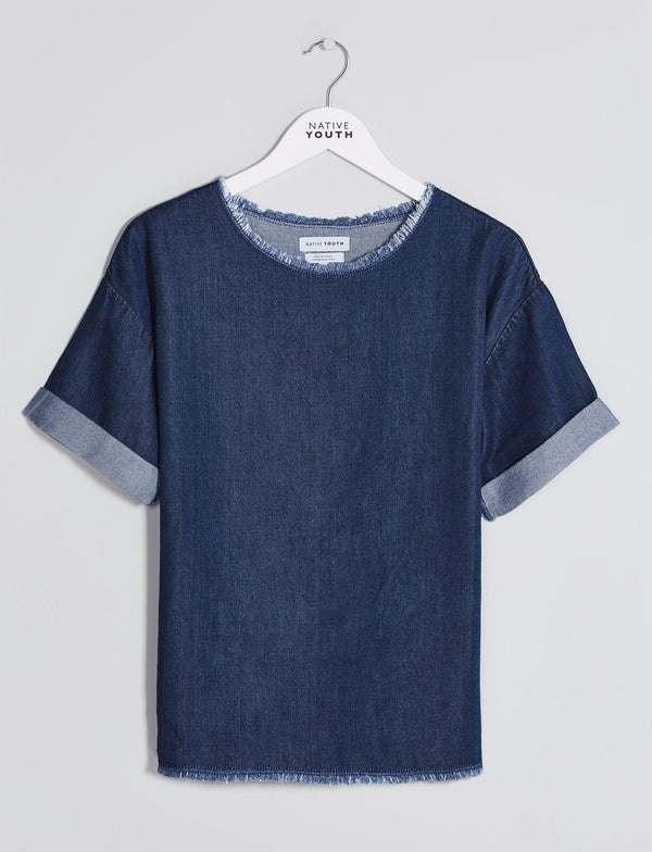 native youth Indigo Oversized Stream Tencel Tee