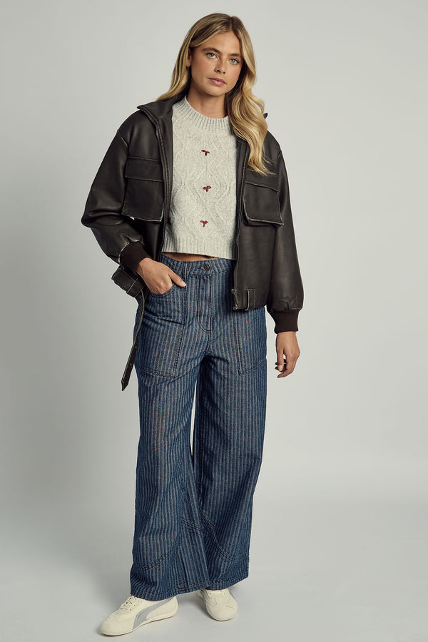 Native Youth ISLA WASHED PU BOMBER