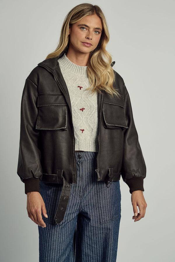 native youth ISLA WASHED PU BOMBER