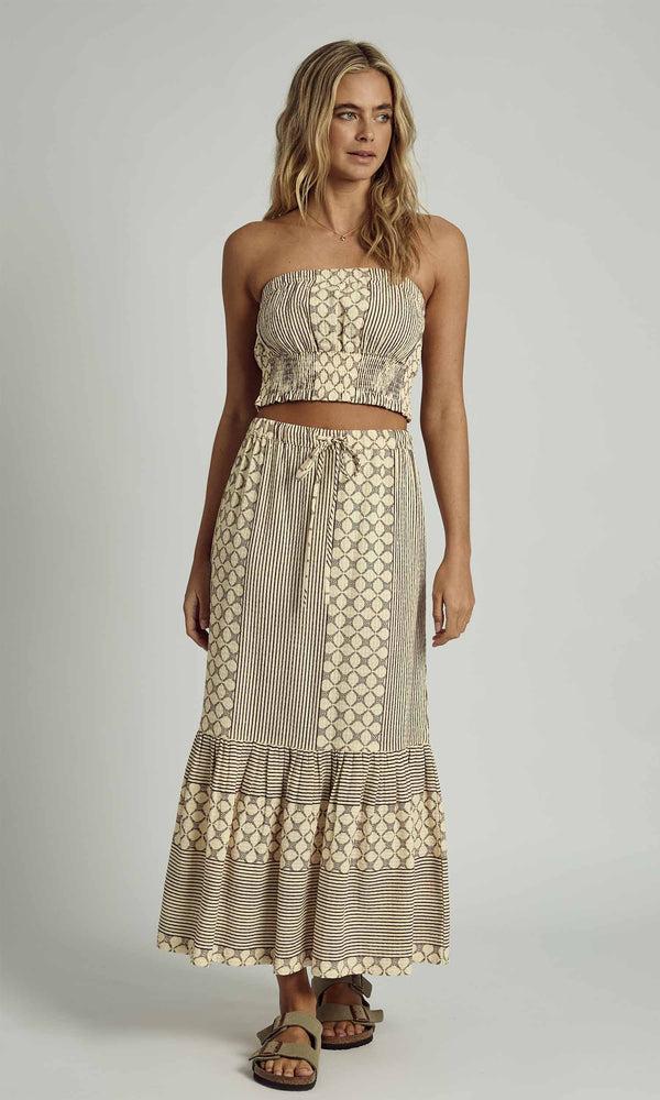 native youth KINSLEY JACQUARD SHIRRED BANDEAU TOP