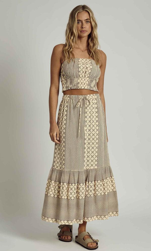 Native Youth KINSLEY JACQUARD TIERRED MIDI SKIRT