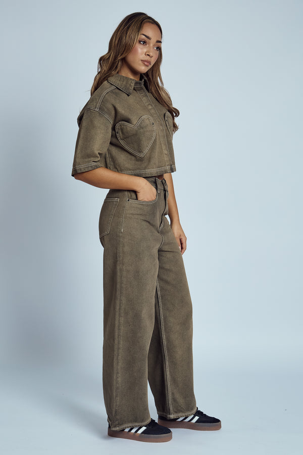 Native Youth LACY ACID WASH CROPPED DENIM SHIRT