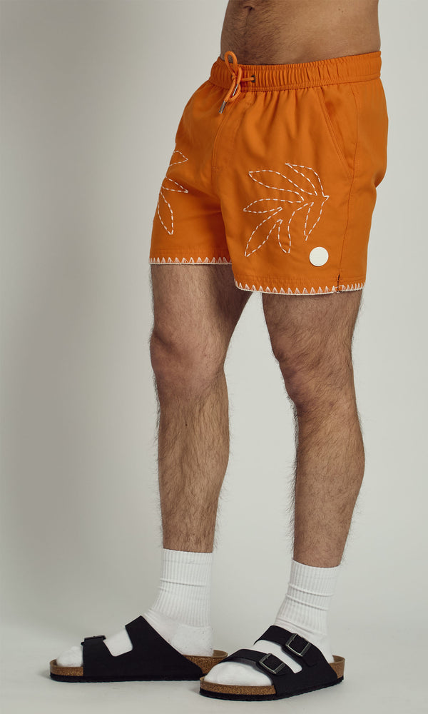 Native Youth LEAFY EMBROIDERY SWIM SHORT