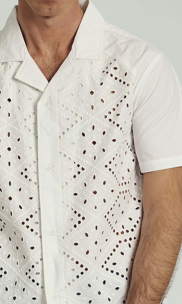 Native Youth MAURICE BRODERIE LACE SHIRT IN WHITE