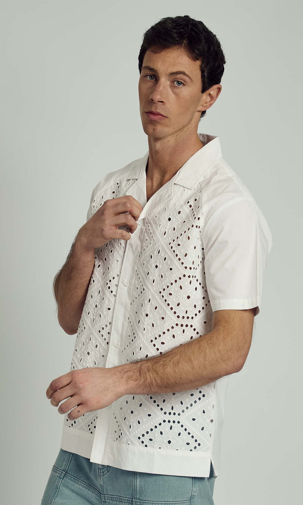 native youth MAURICE BRODERIE LACE SHIRT IN WHITE