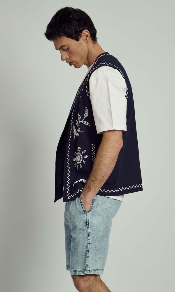 Native Youth MAYARD EMBROIDERY LINEN WAISTCOAT