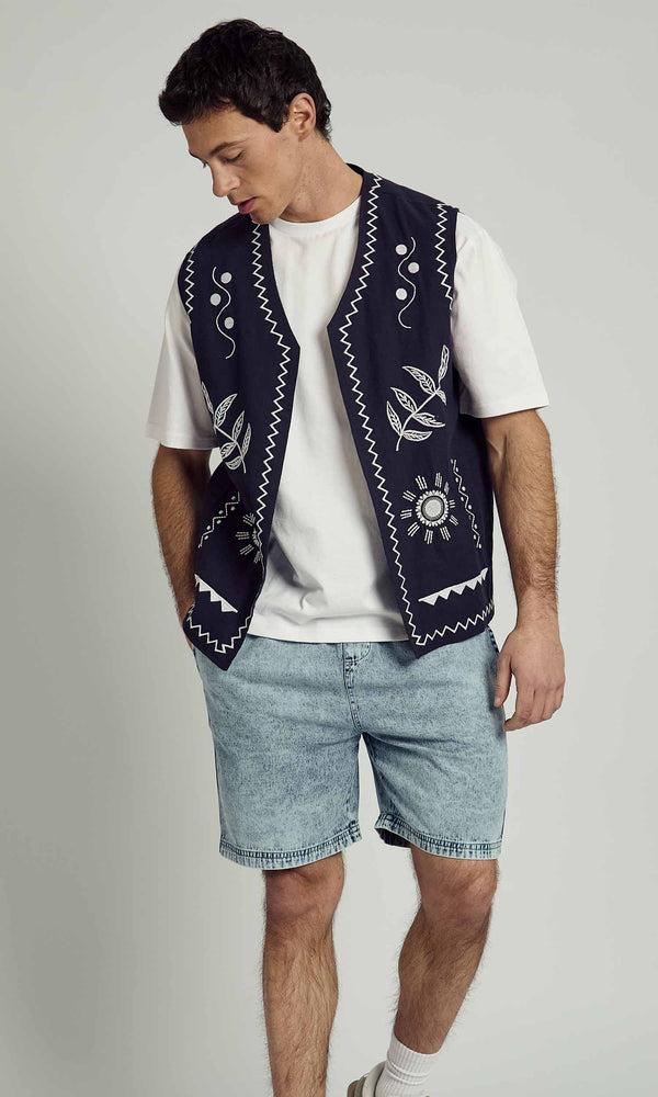 Native Youth MAYARD EMBROIDERY LINEN WAISTCOAT