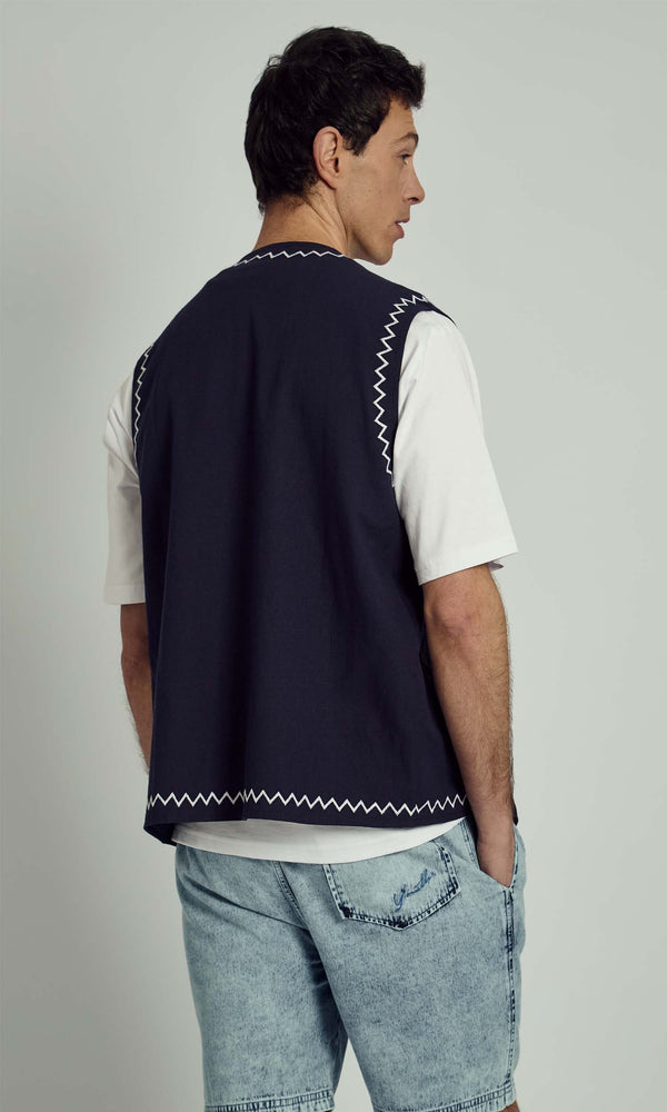 Native Youth MAYARD EMBROIDERY LINEN WAISTCOAT