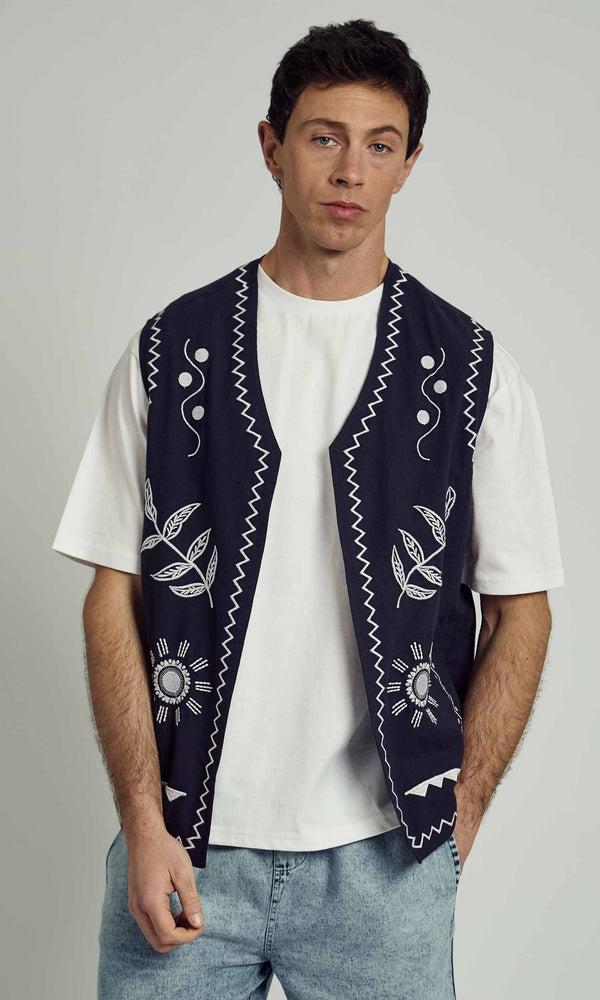 native youth MAYARD EMBROIDERY LINEN WAISTCOAT