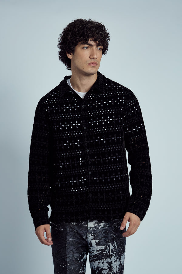 native youth MERLINO VELVET EMBROIDERY SHIRT