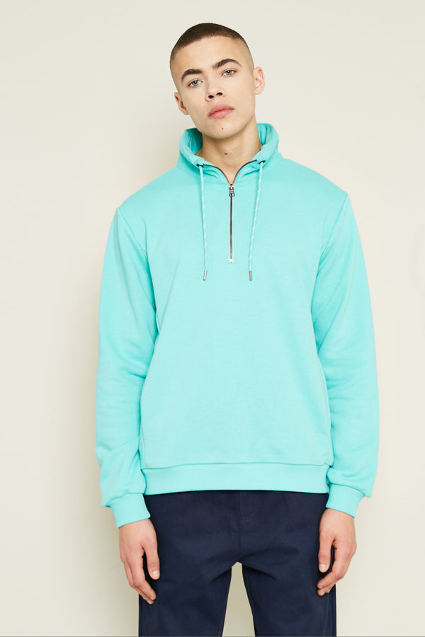 native youth MONSANTO 1/2 ZIP SWEATER - TURQUOISE
