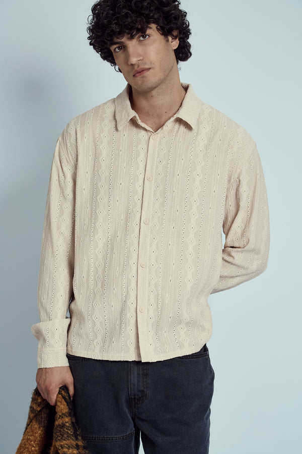 Native Youth MORALES JACQUARD DIAMOND STRIPE SHIRT