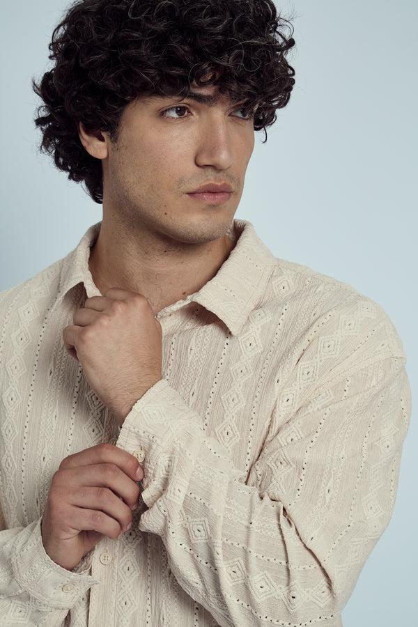 native youth MORALES JACQUARD DIAMOND STRIPE SHIRT