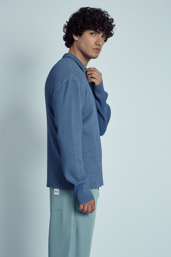 Native Youth NABLE KNITTED RIB ZIP POLO TOP