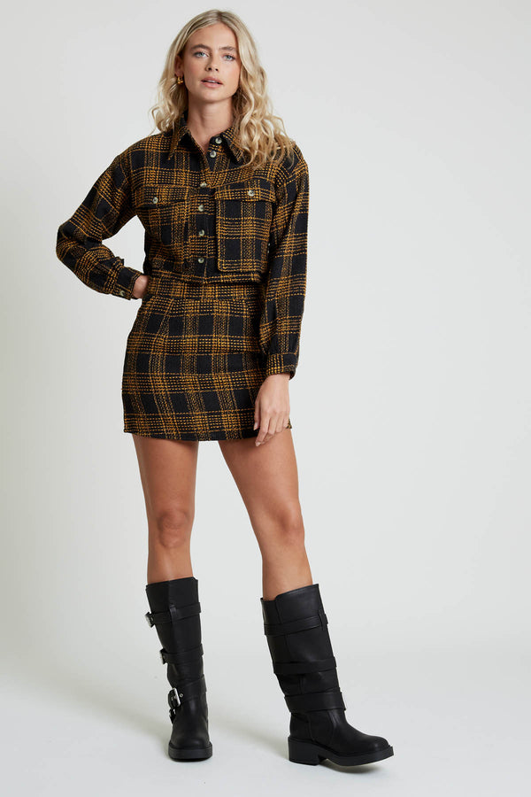 Native Youth OFI MINI SKIRT IN CHECK BOUCLE