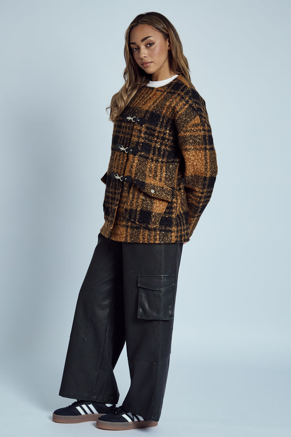 Native Youth RAMOS BOUCLE CHECK WRAP COAT