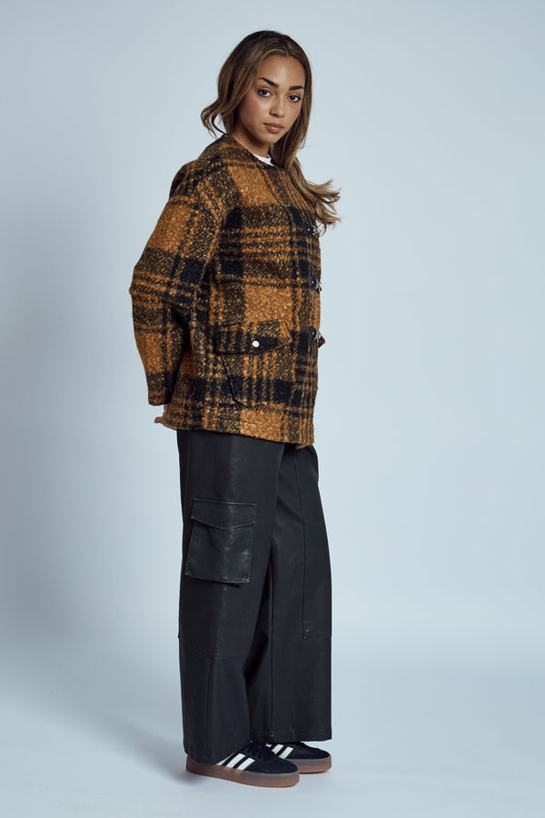 Native Youth RAMOS BOUCLE CHECK WRAP COAT