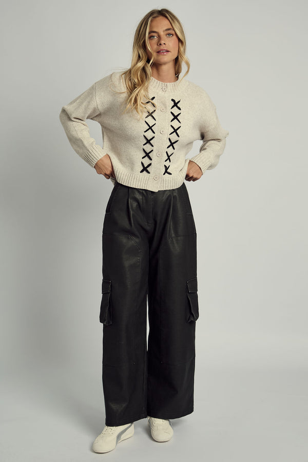 Native Youth REMI CROSS STITCH KNITTED CARDIGAN