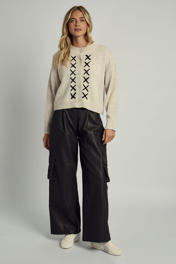 Native Youth REMI CROSS STITCH KNITTED CARDIGAN