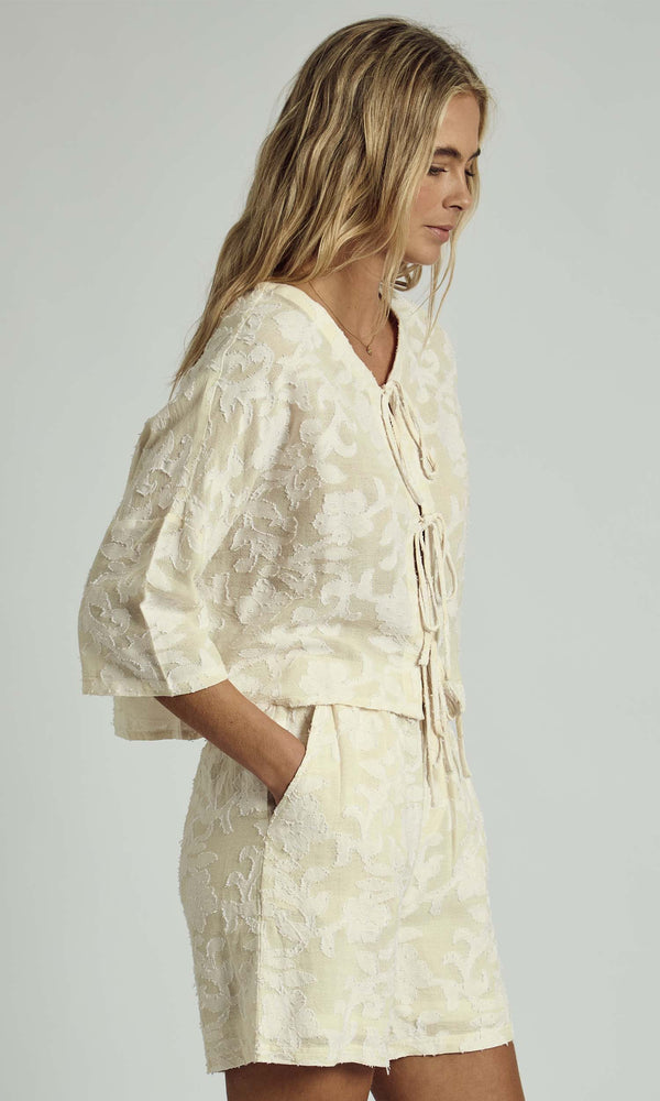 Native Youth ROUGE EMBROIDERED CROPPED BLOUSE