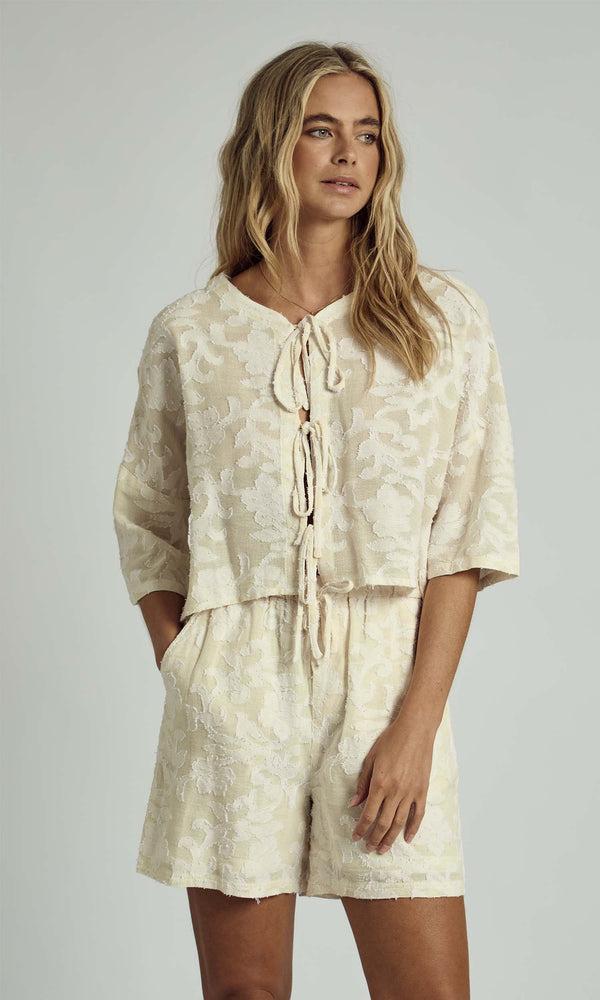 native youth ROUGE EMBROIDERED CROPPED BLOUSE