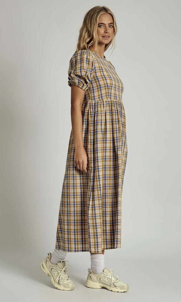 Native Youth SEVYN TEXTURED CHECK MIDI DRESS