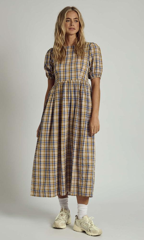 native youth SEVYN TEXTURED CHECK MIDI DRESS