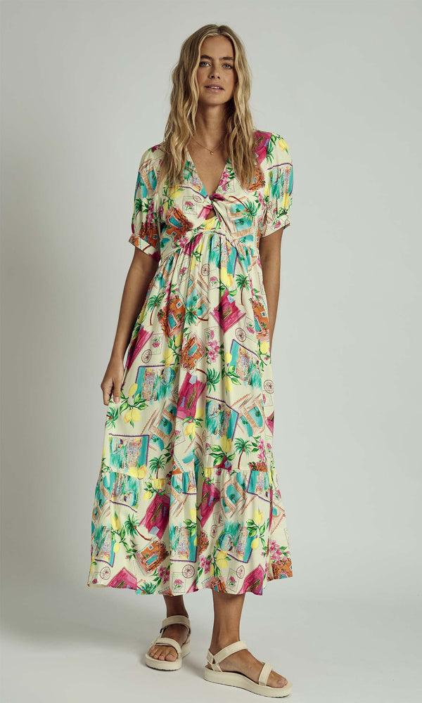 Native Youth SUMMER SCATTER TWIST MIDI DRESS