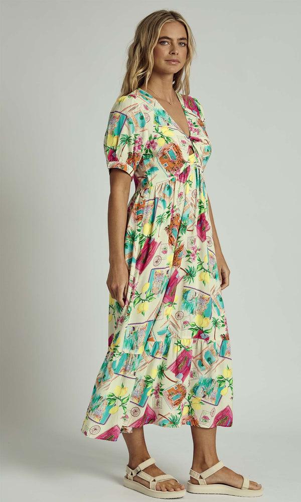 Native Youth SUMMER SCATTER TWIST MIDI DRESS